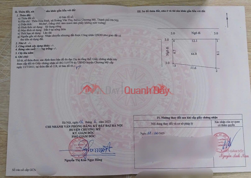 đ 2,2 tỷ, CHÍNH CHỦ CẦN BÁN LÔ ĐẤT 88M TẠI HOÀNG VĂN THỤ-CHƯƠNG MỸ-HÀ NỘI