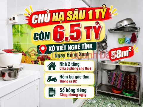 Owner reduces price by 2 billion VND. House for sale in XVNT, Binh Thanh District, 58m2, 6 bedrooms, Hang Xanh area, 5.5 billion VND. _0