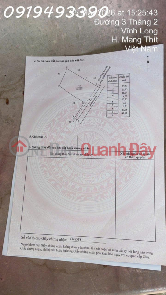 Chính chủ cần bán 1.859m2 có sẵn 300m2 thổ cư ngang 57m, giá 1.3 tỷ tại Xã Quới An Niêm yết bán