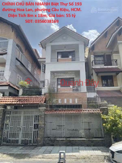 OWNER SELLING QUICKLY: Villa at 193 Hoa Lan Street, Cau Kieu Ward, Ho Chi Minh City. Area: 8m x 18m _0