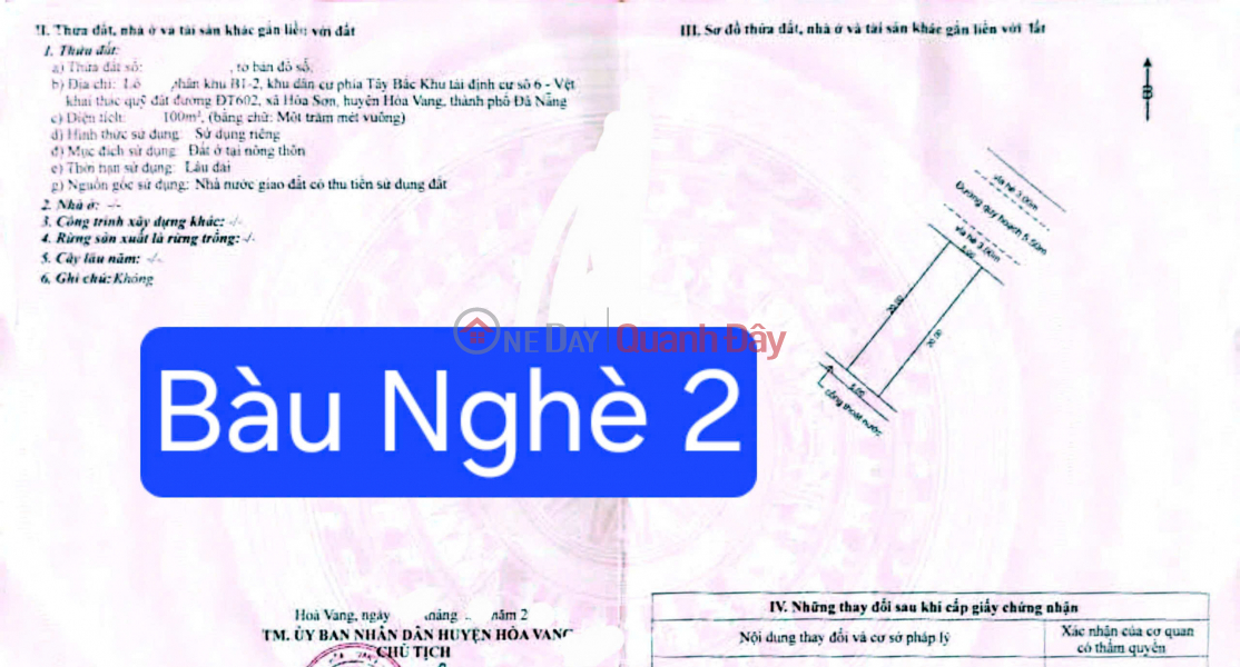LAND FOR SALE ON BAU NGHE 2 STREET FRONTAGE – HOA SON 6 RESETTLEMENT AREA, HOA KHANH DISTRICT, DA NANG Sales Listings