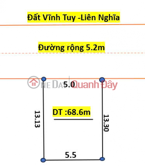 Bán đât vĩnh tuy liên nghĩa thông số đẹp không tỳ vết diện tích 68.6m nở hậu giá đầu tư _0