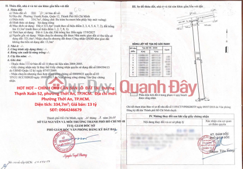 HOT HOT – CHÍNH CHỦ CẦN BÁN LÔ ĐẤT TẠI Đường Thạnh Xuân 52, phường Thới An, TP.HCM _0
