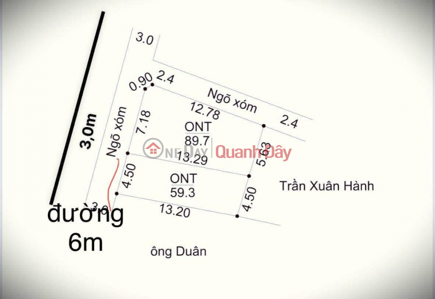 Goods F0 cut and sold 59.3m2 on 2-CAR street avoiding each other at Chuc Son Center. - Area: 59.3m - 2-car bypass - Sales Listings