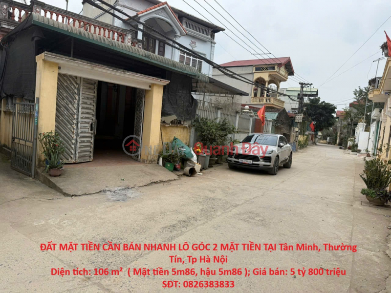 ĐẤT MẶT TIỀN CẦN BÁN NHANH LÔ GÓC 2 MẶT TIỀN TẠI Tân Minh, Thường Tín, Tp Hà Nội Niêm yết bán