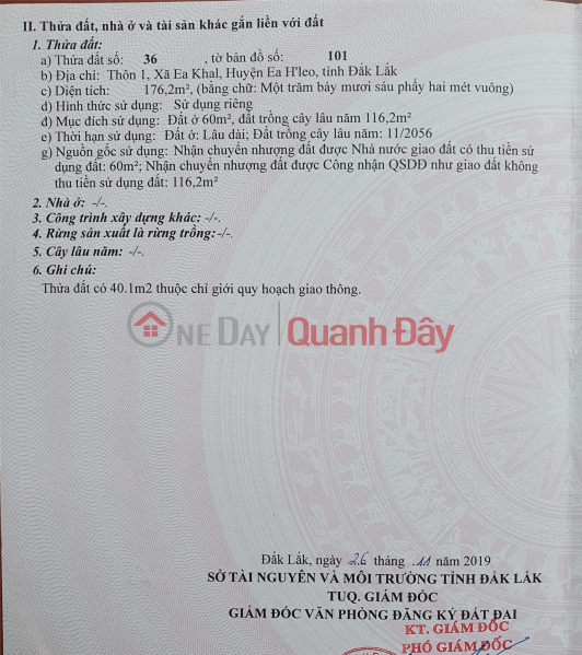 CHÍNH CHỦ CẦN BÁN LÔ Đất Mặt Tiền ĐƯỜNG NGUYỄN VĂN CỪ ,Xã Ea Khăl, Huyện Ea H\'Leo, Tỉnh Đắk Lắk Niêm yết bán