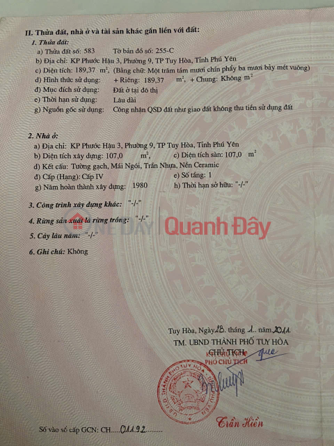 Owner selling house and land in Phuoc Hau 3, Tuy Hoa City, former Phu Yen province. _0