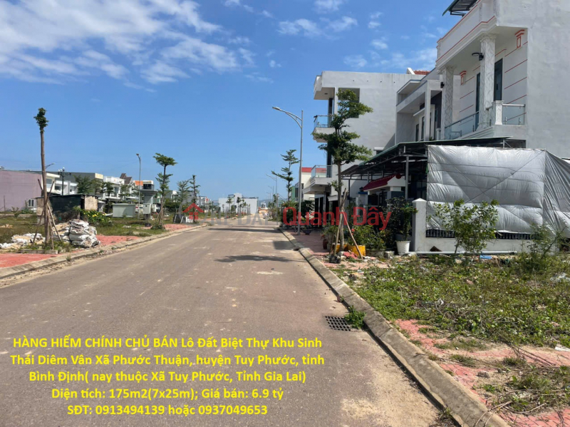 HÀNG HIẾM CHÍNH CHỦ BÁN Lô Đất Biệt Thự Khu Sinh Thái Diêm Vân Xã Phước Thuận, Tuy Phước, tỉnh Bình Định Niêm yết bán