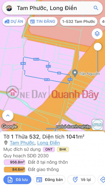 Bán 1000m2 đất thổ vườn đường 26m - Huyện Long Điền - BRVT - chính chủ Việt Nam | Bán, ₫ 5,6 tỷ