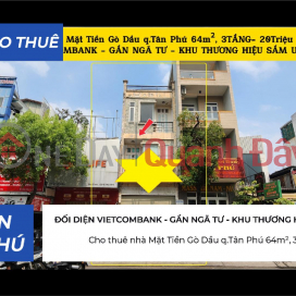 House for rent on Go Dau Street, Tan Phu District, 64m², 3 floors - 20 million VND - next to Vietcombank. _0