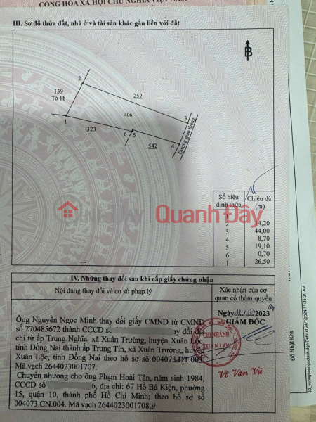 đ 1.5 Billion PRIME LOCATION - GREAT PRICE - Owner urgently selling house in Xuan Truong Commune, Xuan Loc District, Dong Nai Province