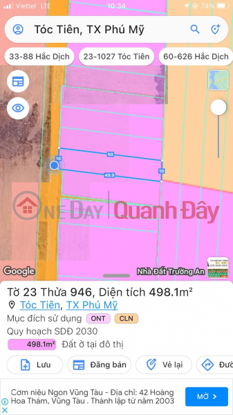 Property Search Vietnam | OneDay | Nhà ở | Niêm yết bán, ĐẤT CHÍNH CHỦ - Sở Hữu Ngay Lô Đất Tại Ấp 1, Tóc Tiên, Thị Xã Phú Mỹ, Bà Rịa Vũng Tàu