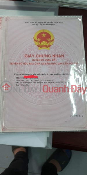 Cần Bán Nhà Đất Bên Hông Chợ Phước Hải Thị Trấn Phước Hải, Đất Đỏ , BR-VT Niêm yết bán