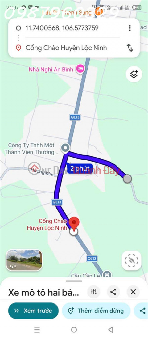 The owner is selling a beautiful plot of land near the Loc Ninh welcome gate, 500m from National Highway 13. _0