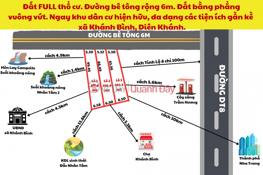 SIÊU HOT! BÁN NHANH 3 LÔ ĐẤT THỔ CƯ, CHÍNH CHỦ GIÁ SỐC TẠI KHÁNH BÌNH - KHÁNH VĨNH! Niêm yết bán