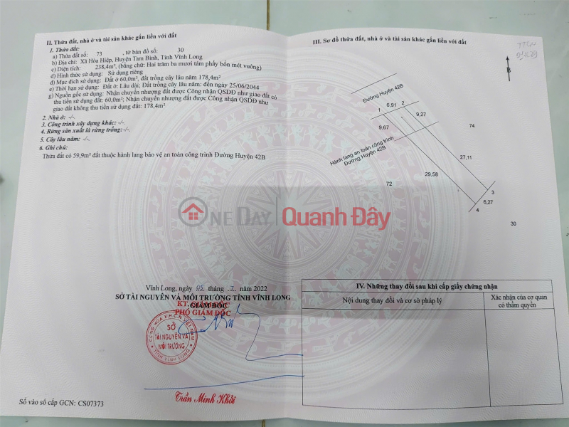 PRIME LAND - GREAT PRICE - Owner Selling Directly in Hoa Hiep Commune, Tam Binh District, Vinh Long Province Sales Listings