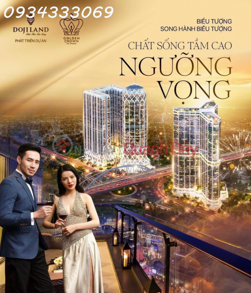 Apartment for rent 2 bedrooms 2 bathrooms CH3010 Doji Diamond Crown Hai Phong (DCH) view to Le Hong Phong, Nguyen Binh Rental Listings