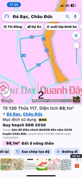 Liquidation Sale: 2 adjacent plots in Da Bac with residential land title, priced at 260 million and 280 million VND respectively. Sales Listings
