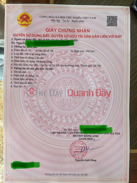 Bán gấp đất Uy Nỗ Đông Anh - 100.3m2 - giá giải ngân sổ đỏ chính chủ _0