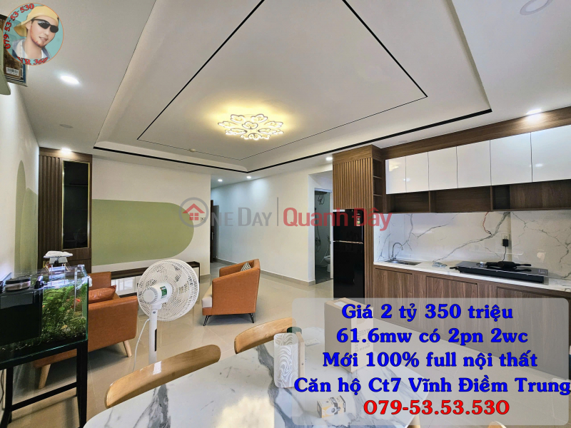 Căn hộ CT7 vinh điềm trung Nha Trang. có riêng sở hưu lâu dài. 2pn 2 wc. giá chỉ 2 ty 350 chính chủ Niêm yết bán