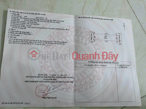 CC needs to sell 65 m2 of land, only 1.x billion, land lot with 2 road sides, CARs running around in Hop Dong, Chuong My, bordering _0