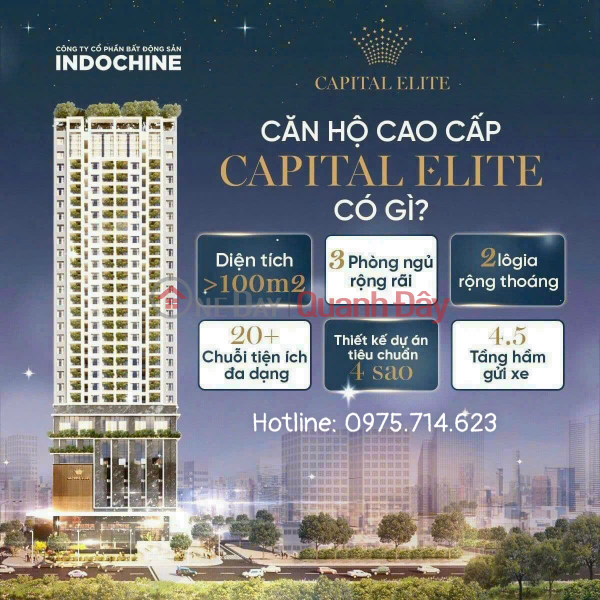 ĐỘC QUYỀN QUỸ CĂN NGOẠI GIAO CAPITAL ELITE GIÁ TỐT NHẤT THỊ TRƯỜNG 
Chỉ 55tr/1m2 sở hữu ngay căn hộ 3 ngủ 2 Niêm yết bán