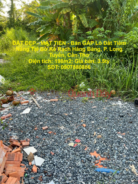 ĐẤT ĐẸP - MẶT TIỀN - Bán GẤP Lô Đất Tiềm Năng Tại Bờ Kè Rạch Hàng Bàng, P. Long Tuyền, Cần Thơ _0