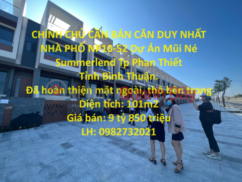 CHÍNH CHỦ CẦN BÁN CĂN DUY NHẤT NHÀ PHỐ NP10-52 Dự Án Mũi Né Summerlend Tp Phan Thiết _0