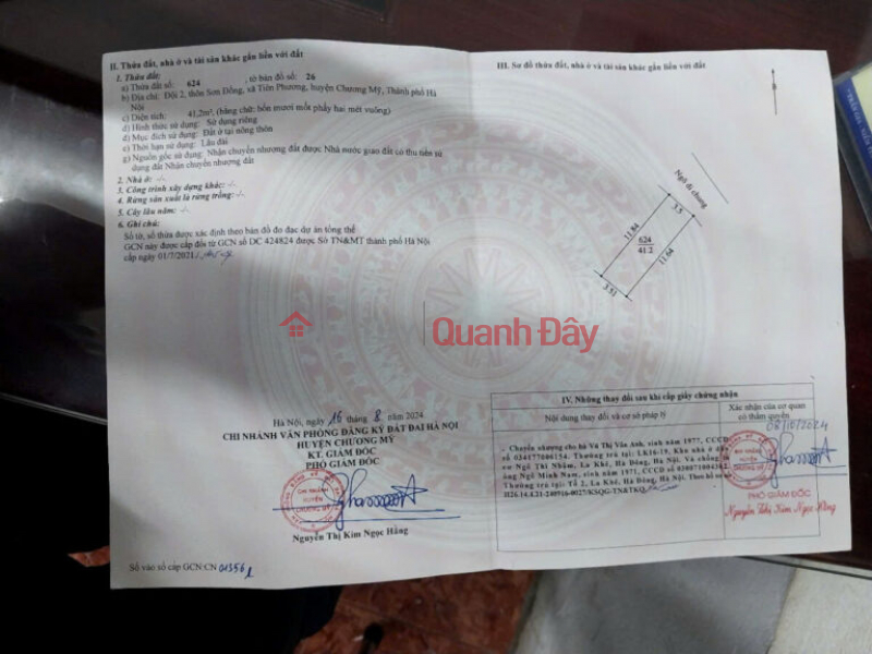 đ 10 triệu, CHÍNH CHỦ BÁN LÔ ĐẤT 41,2M TẠI TIÊN PHƯƠNG-CHƯƠNG MỸ-HÀ NỘI