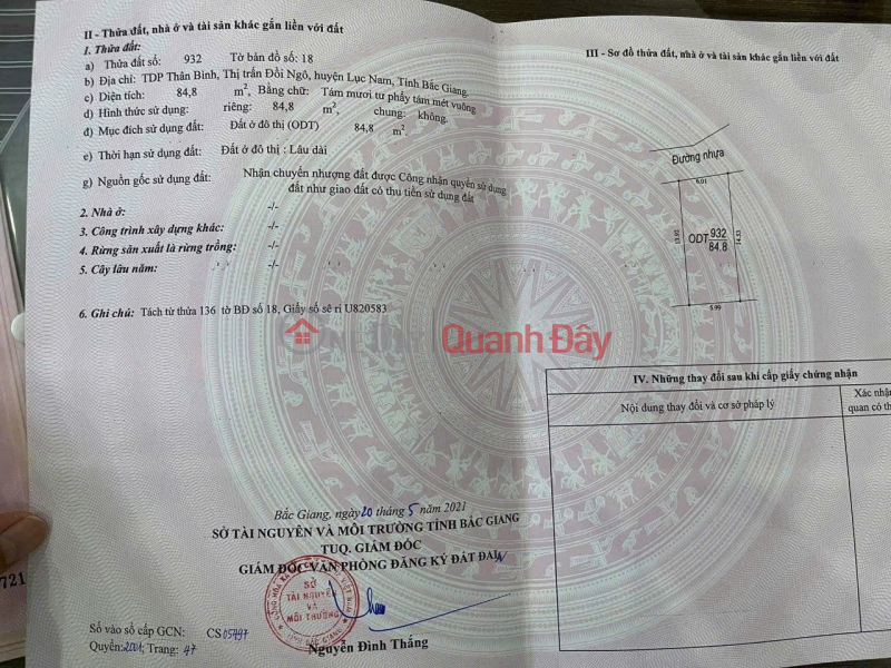 Property Search Vietnam | OneDay | Residential | Sales Listings, PRIME LAND – GOOD PRICE – OWNER SELLING Land in Doi Ngo Town, Luc Nam District, Bac Giang Province