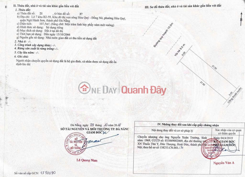 Property Search Vietnam | OneDay | Nhà ở | Niêm yết bán | HOT HOT – ĐẦU TƯ LÀ SINH LỜI- CHÍNH CHỦ CẦN BÁN GẤP ĐẤT Tại Phường Hòa Qúy, Quận Ngũ Hành Sơn, Đà Nẵng