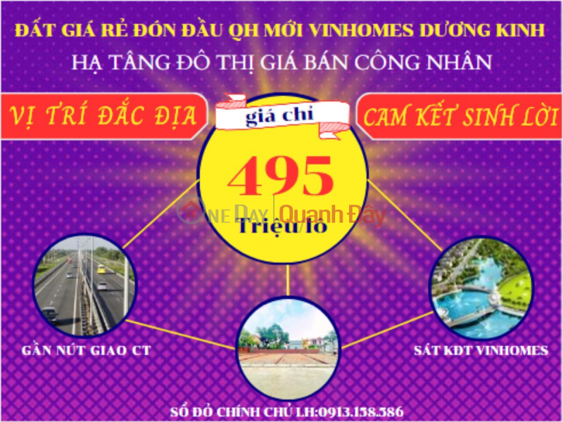 Need to sell a plot of land in the center of Duong Kinh district, Hai Phong, with car access to new land, cheap price 495 million\\/Lot. Sales Listings