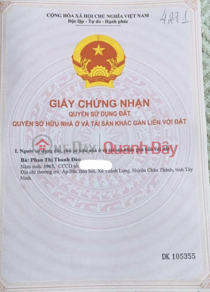 Property Search Vietnam | OneDay | Nhà ở Niêm yết bán | Sở Hữu Ngay Lô Đất Chính Chủ Tại Ấp Bắc Bến Sỏi, Xã Thành Long, Huyện Châu Thành - Tây Ninh