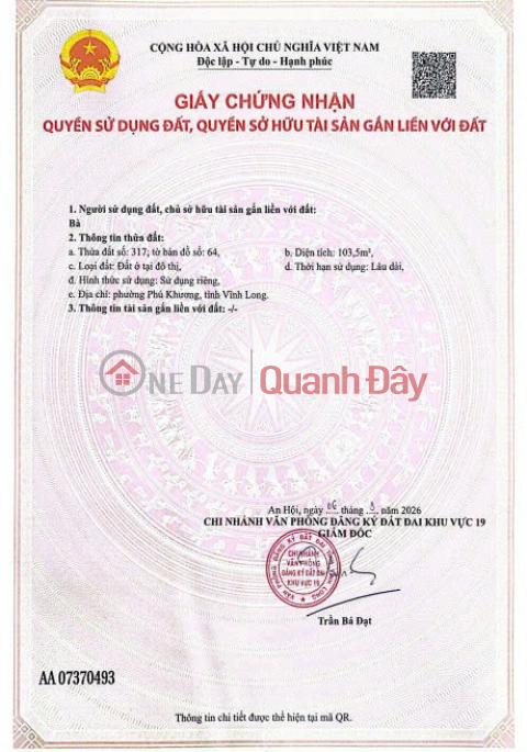 PRIME LOCATION - GOOD PRICE - OWNER SELLING RESIDENTIAL LAND Nguyen Thi Dinh Street, Phu Khuong Ward, Ben Tre City _0