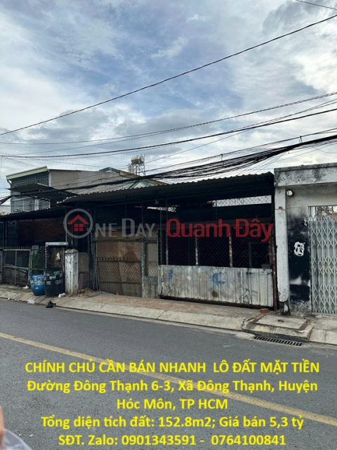 CHÍNH CHỦ CẦN BÁN NHANH LÔ ĐẤT MẶT TIỀN Đường Đông Thạnh 6-3, Xã Đông Thạnh, Huyện Hóc Môn, TP HCM _0