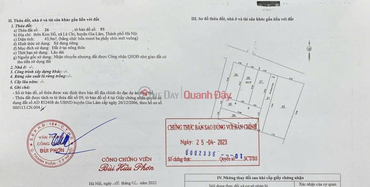 BÁN 44 M2 ĐẤT KIM HỒ – THUẬN AN, GIA LÂM – Ô TÔ ĐỖ CỬA – ĐƯỜNG THÔNG – GIÁ NHỈNH 3 TỶ Niêm yết bán