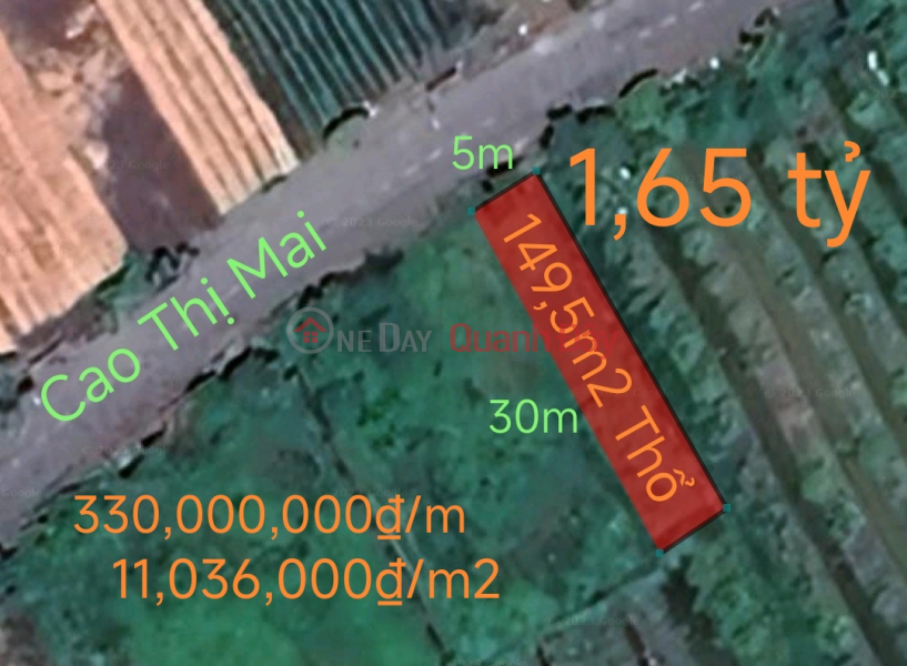 Selling Cao Thi Mai frontage plot of land for 1.65 billion Sales Listings