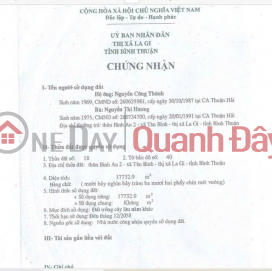 **INVESTMENT OPPORTUNITY: OWNER SELLS LAND WITH RED BOOK IN LA GI TOWN - BINH THUAN PROVINCE _0