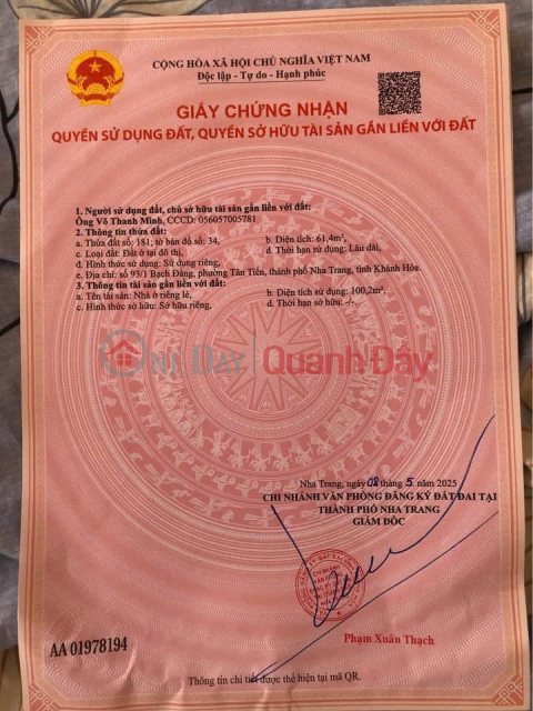 NHÀ ĐẸP – GIÁ TỐT – CẦN BÁN CĂN NHÀ TẠI 93 Bạch Đằng, Tân Tiến, Nha Trang, Khánh Hòa _0