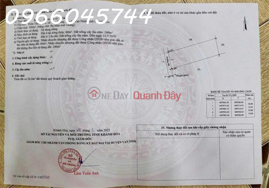 Land for sale in Van Thang commune, Van Ninh district, Khanh Hoa province, area 300m2, price 1.3 billion VND. | Vietnam, Sales | đ 1.3 Billion