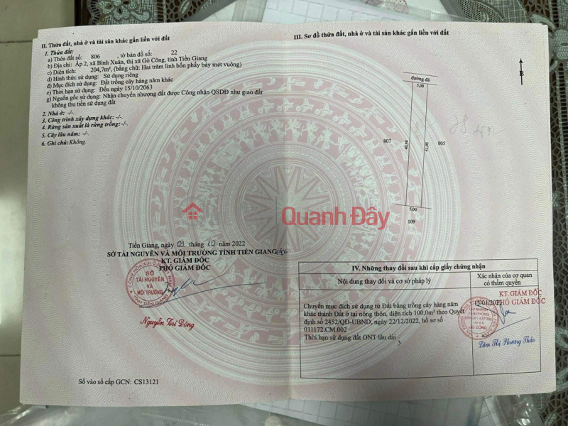 BEAUTIFUL LAND - GOOD PRICE - OWNER FOR SALE IN Binh Xuan Ward, Go Cong City Sales Listings