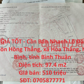 BEAUTIFUL LAND - GOOD PRICE - For Quick Sale Land Lot Prime Location In BAC BINH, BINH THUAN _0