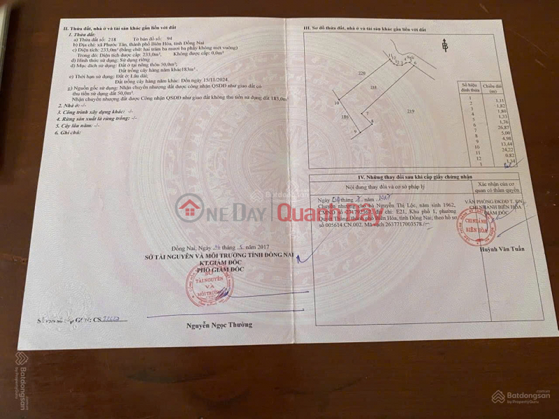 đ 6,7 tỷ | Chính chủ bán đất Phước Tân, gần bệnh viện phổi Đồng Nai - 240m2, thổ cư, sổ riêng, giá 6,7 tỷ