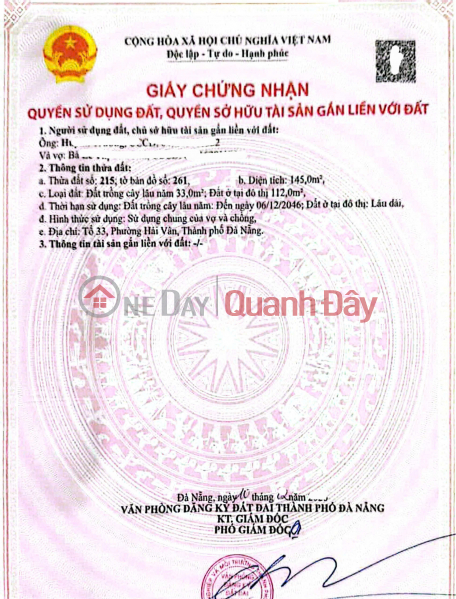 Bán đất kiệt Ô TÔ Ngô Xuân Thu - DT 145M2 - P. Hải Vân, TP Đà Nẵng, Việt Nam, Bán | đ 1,9 tỷ