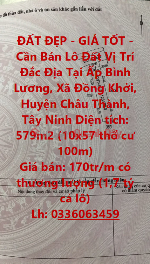 BEAUTIFUL LAND - GOOD PRICE - Land Lot For Sale Prime Location In Chau Thanh District, Tay Ninh _0