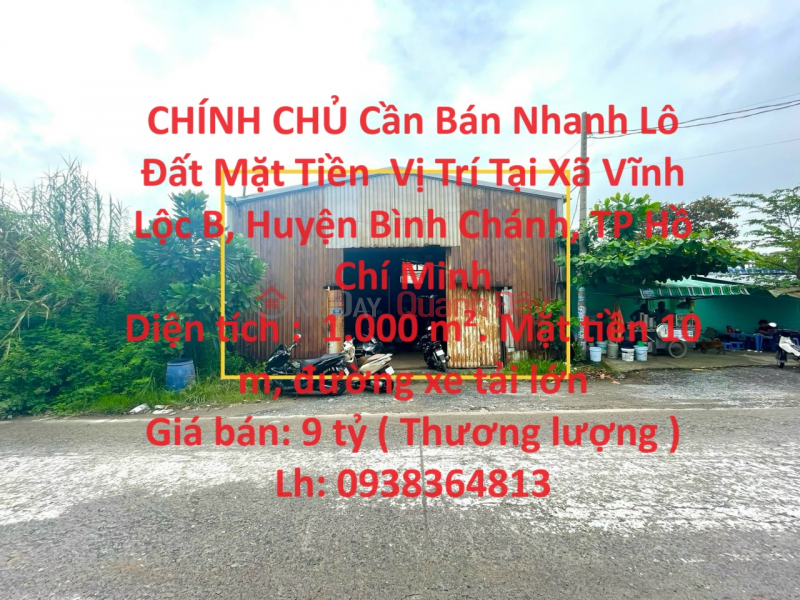 CHÍNH CHỦ Cần Bán Nhanh Lô Đất Mặt Tiền Vị Trí Tại Huyện Bình Chánh , TP HCM Niêm yết bán
