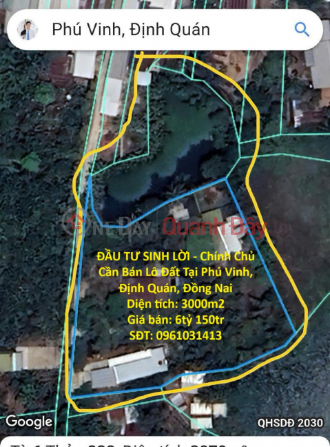 ĐẦU TƯ SINH LỜI - Chính Chủ Cần Bán Lô Đất Tại Phú Vinh, Định Quán, Đồng Nai _0