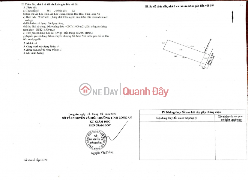 Land for sale in front of Loc Binh street, Loc Giang commune, Duc Hoa district, Long An province Sales Listings