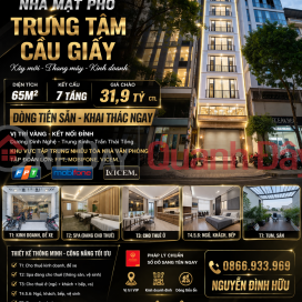 MẶT PHỐ TRUNG TÂM CẦU GIẤY – XÂY MỚI – 7 TẦNG THANG MÁY – DÒNG TIỀN SẴN _0