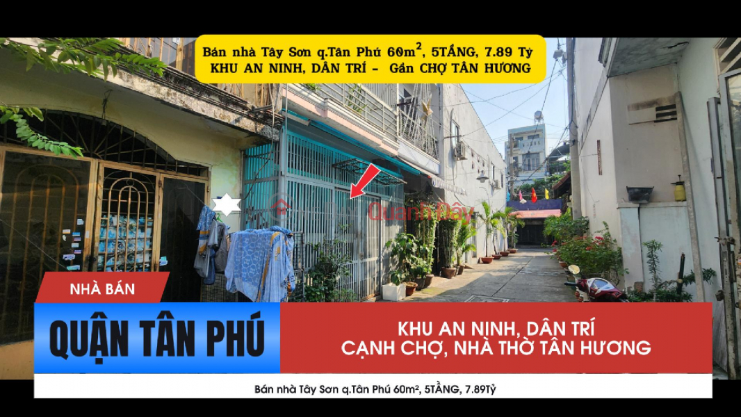 House for sale in Tay Son Street, Tan Phu District, 60m², 5 floors, 7.89 billion VND - Near Tan Huong Market. Sales Listings